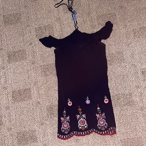 Women’s Aeropostale tie neck sun dress navy xs